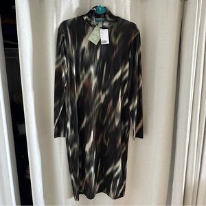 NWT H&M women’s size L printed knit midi sheath dress long sleeve